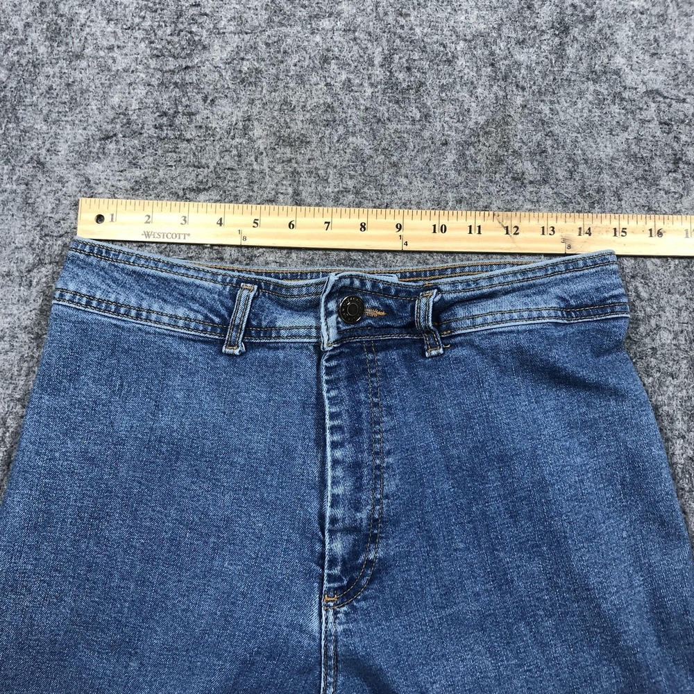 Zara Jeans Womens 10 Medium Wash High Rise Wide Leg Crop Raw Hem Relaxed Denim - Picture 7 of 16